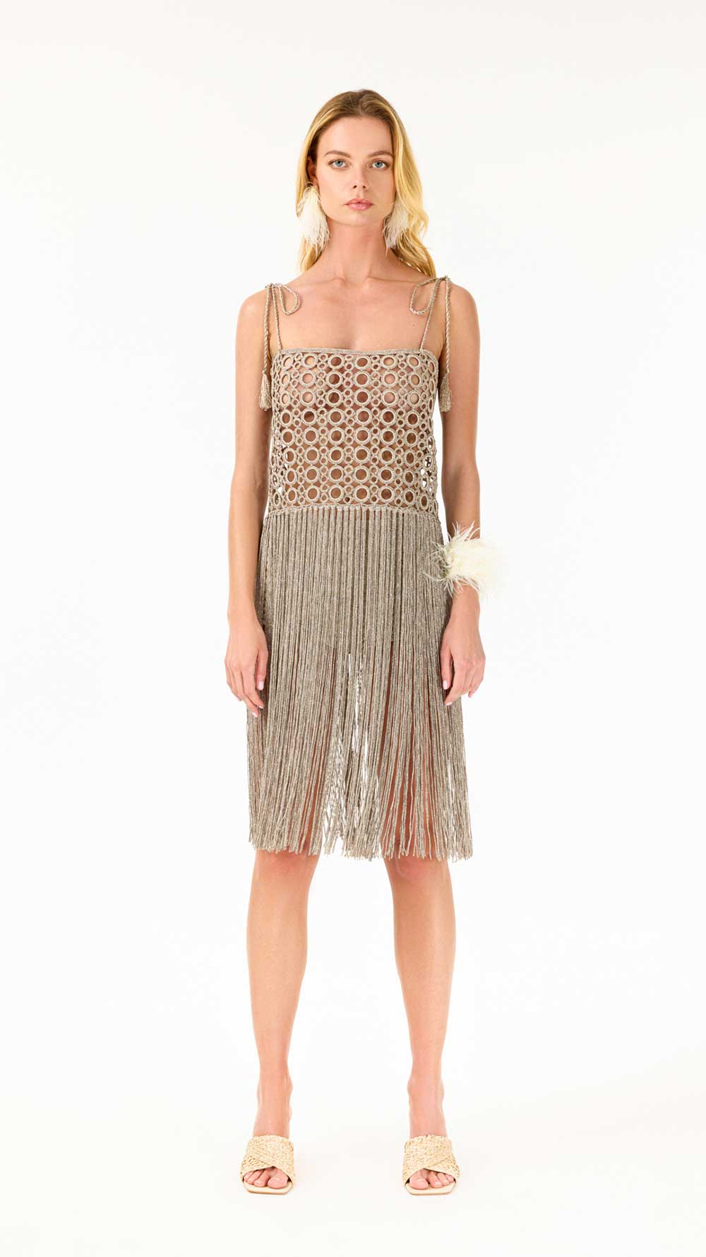 Biscotti Hand-Crochet Fringed Maxi Dress
