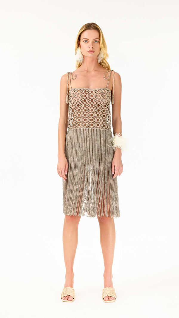 Biscotti Hand-Crochet Fringed Maxi Dress