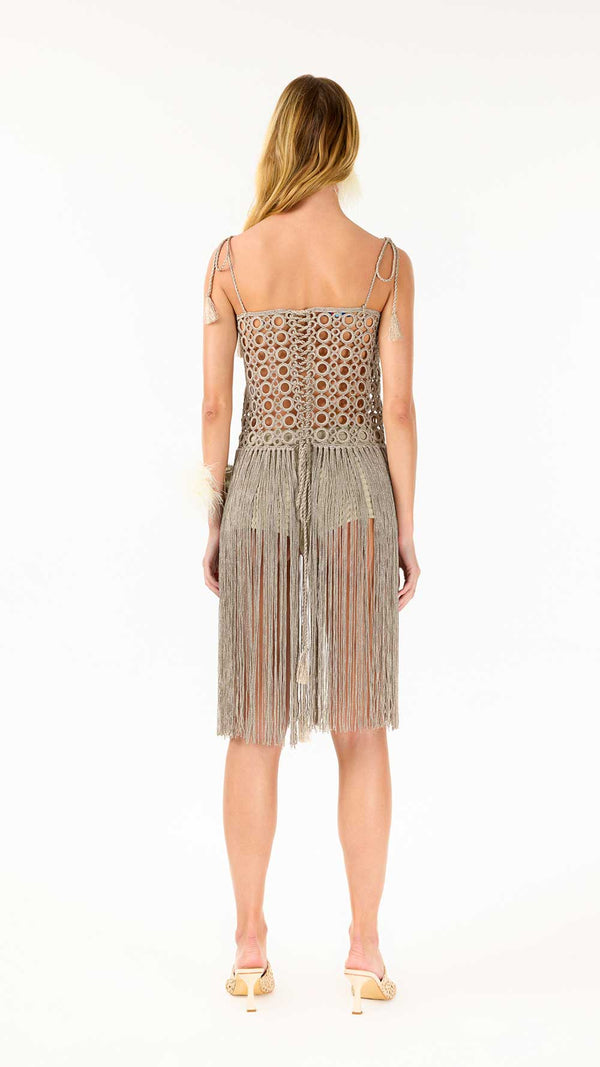 Biscotti Hand-Crochet Fringed Maxi Dress