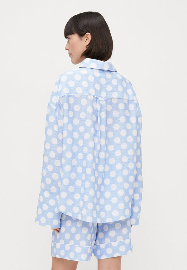 Blue Polka Dot Pastelle Oversized Set with Shorts
