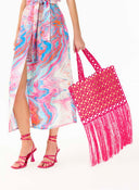 Biscotti Hand-Crochet Fringed Bag