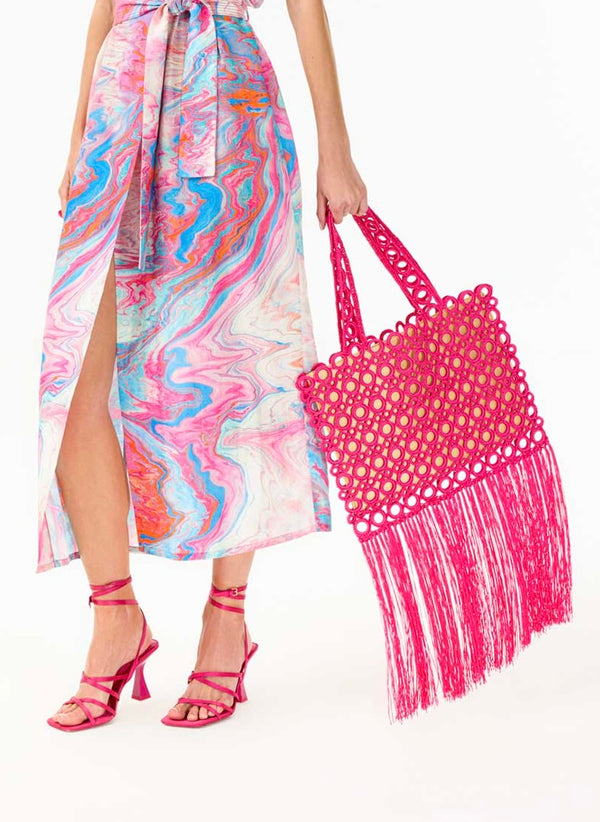 Biscotti Hand-Crochet Fringed Bag