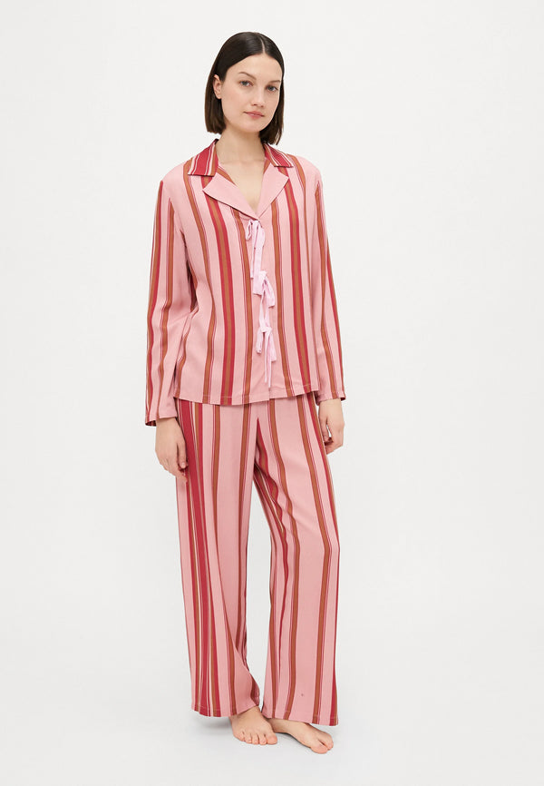 Pink Stripes Bow Pajama Set