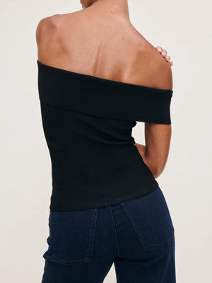 Black Off Shoulder Top  Instasculpt™ Rib