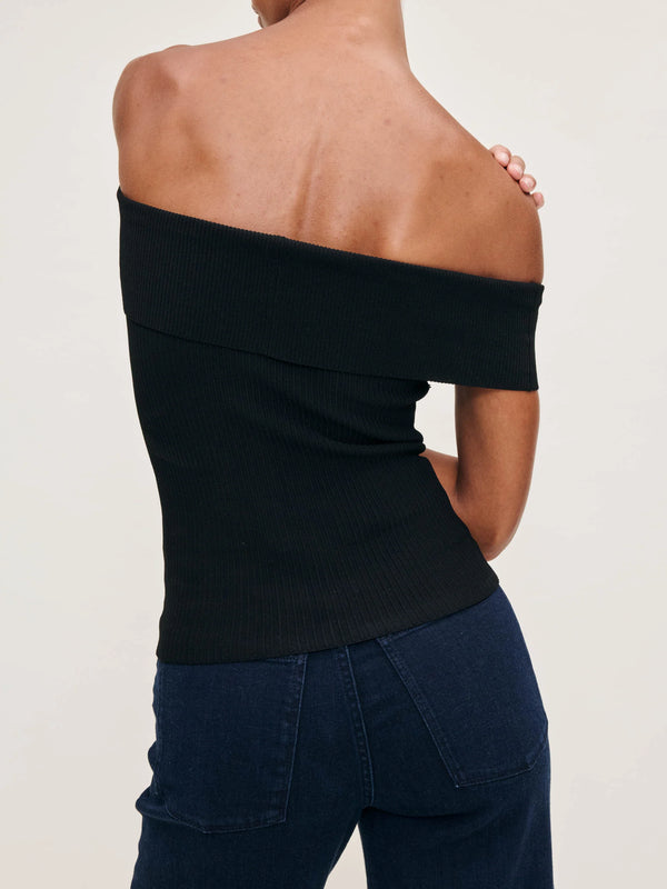 Black Off Shoulder Top  Instasculpt™ Rib