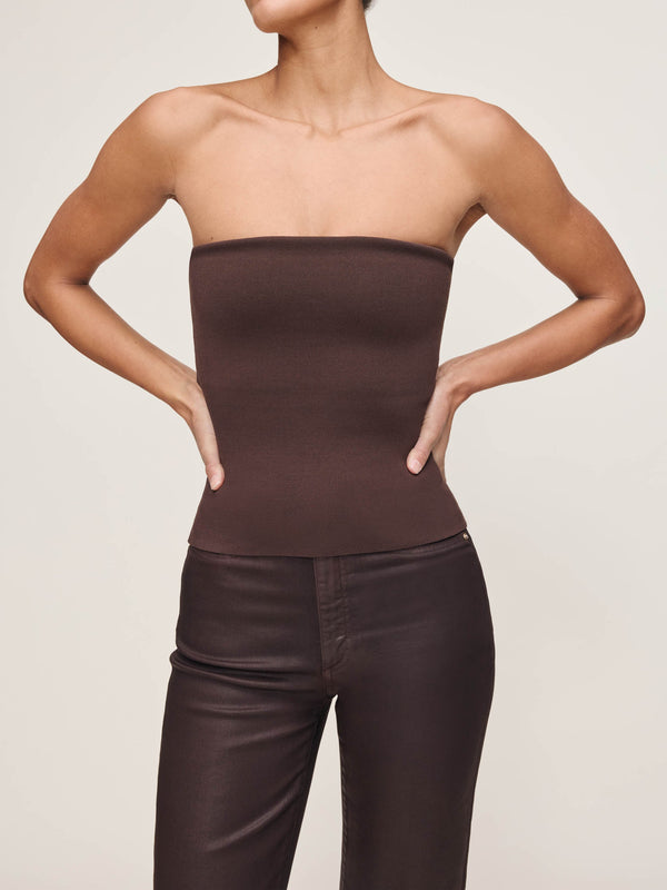 Brown Tube Top Instasculpt Fine Knit