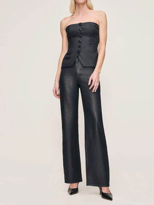 Karmine Black Coated Wide Leg Jeans