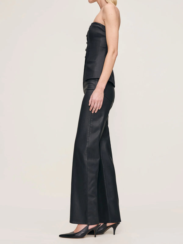 Karmine Black Coated Wide Leg Jeans