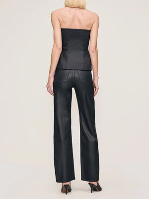 Karmine Black Coated Wide Leg Jeans