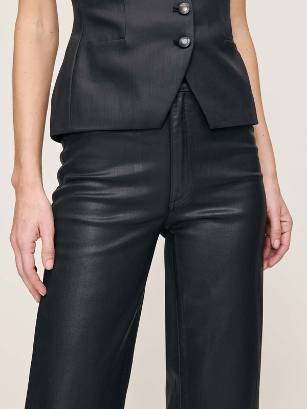 Karmine Black Coated Wide Leg Jeans