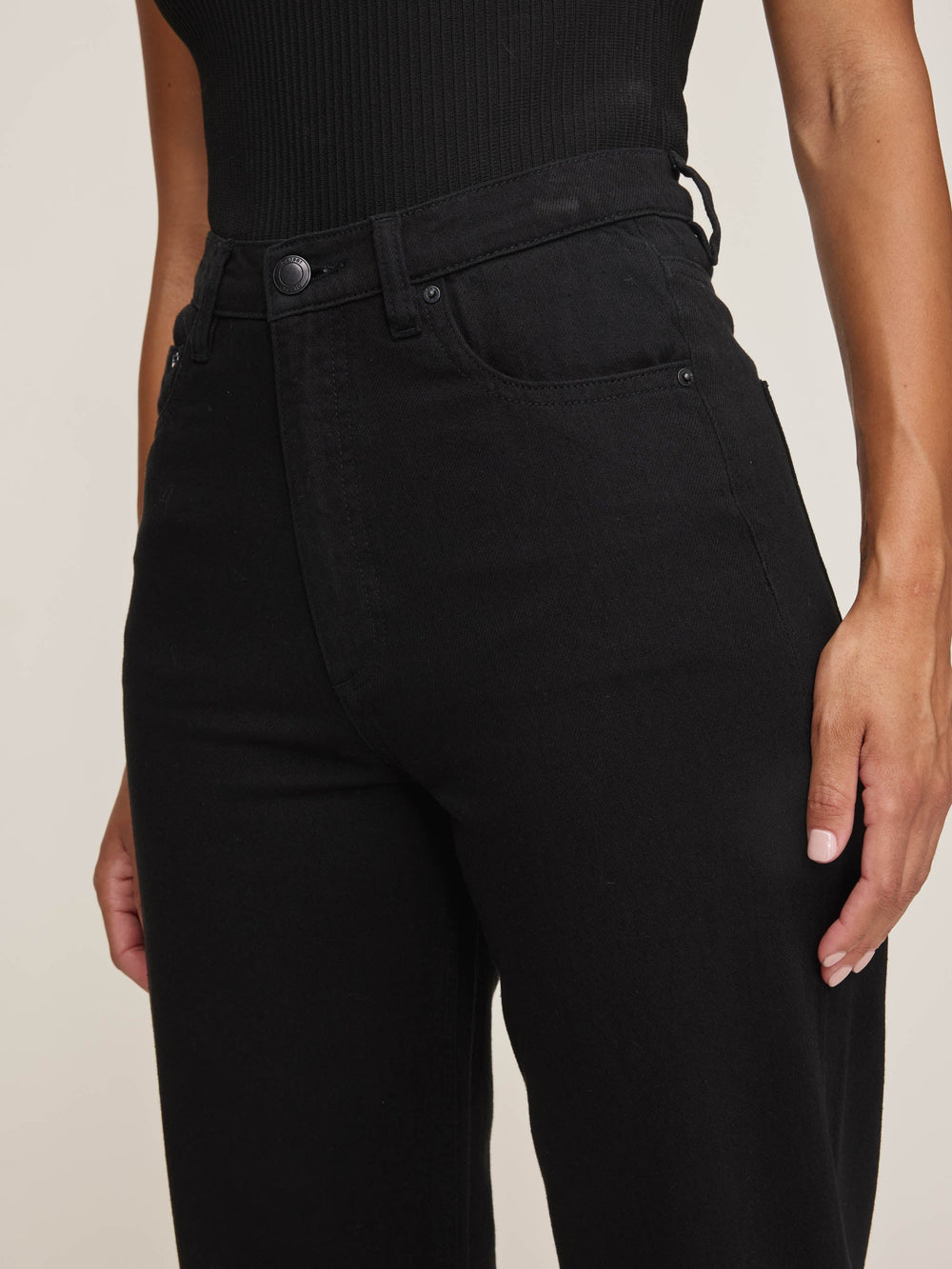 Black Karmine Refined Wide Leg 31" Jeans