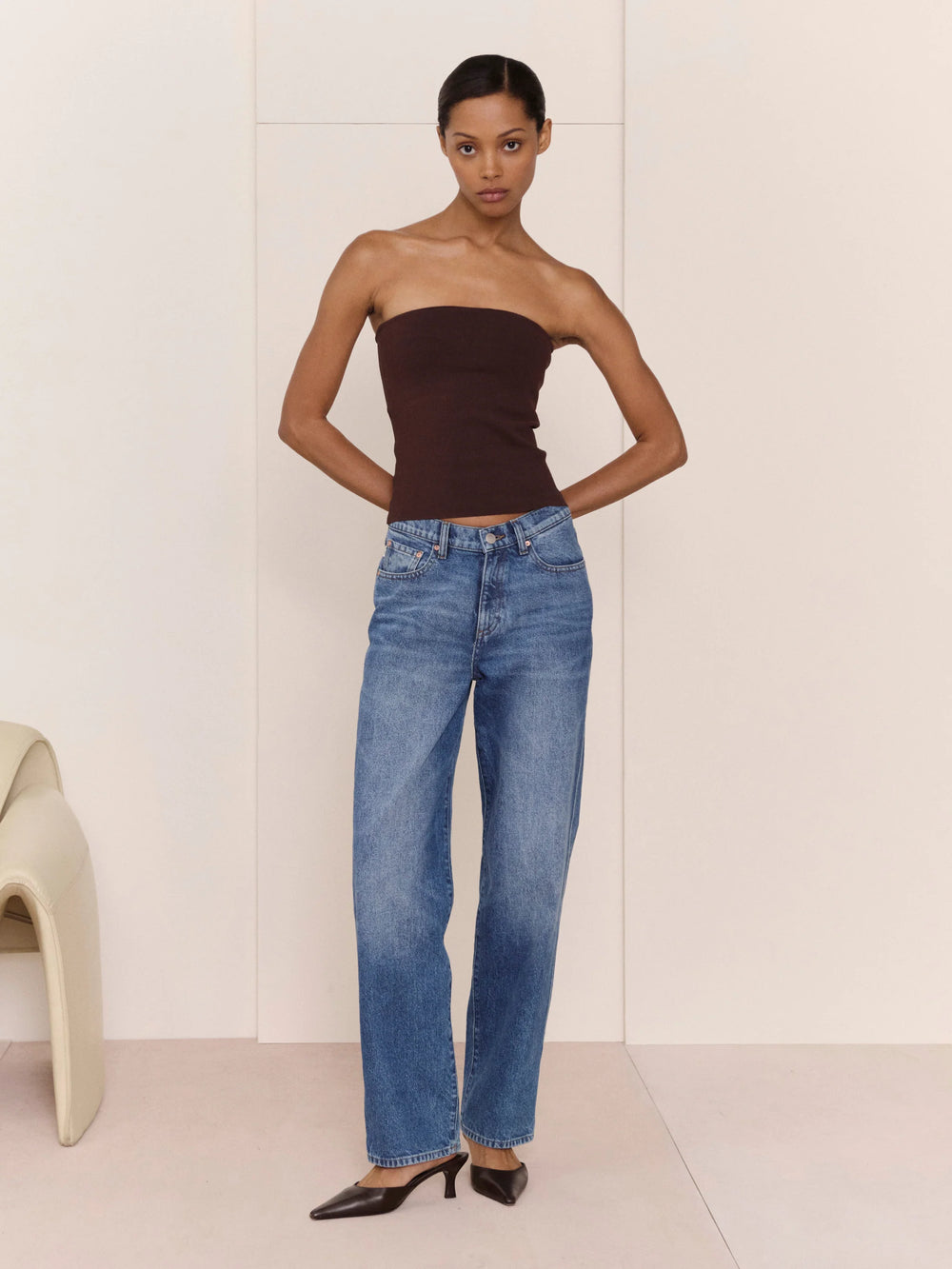 Brown Tube Top Instasculpt Fine Knit
