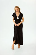 The Genus Rosa Satin Dress in Black
