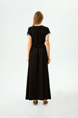 The Genus Rosa Satin Dress in Black