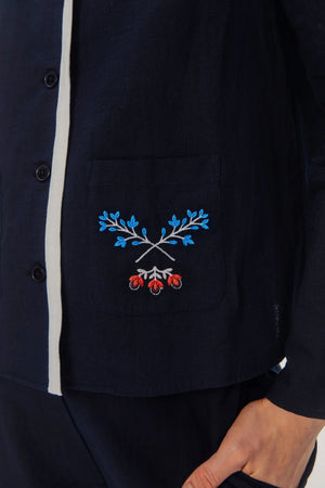 Navy Kotyk Embroidered Shirt