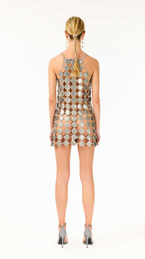 Mochi Caramel Leather Mini Dress