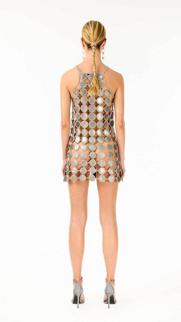 Mochi Caramel Leather Mini Dress