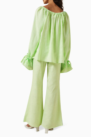 Green Flamenco Linen Set with Pants