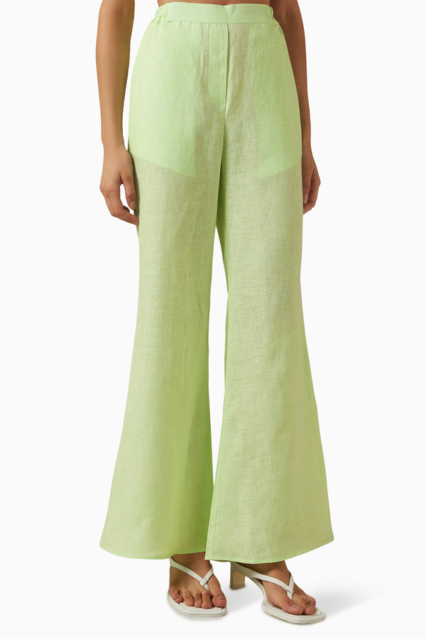 Green Flamenco Linen Set with Pants