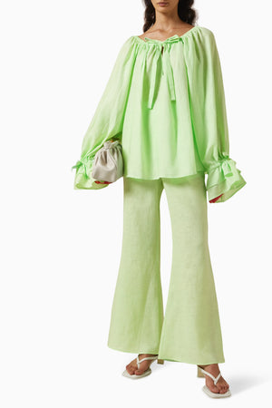 Green Flamenco Linen Set with Pants