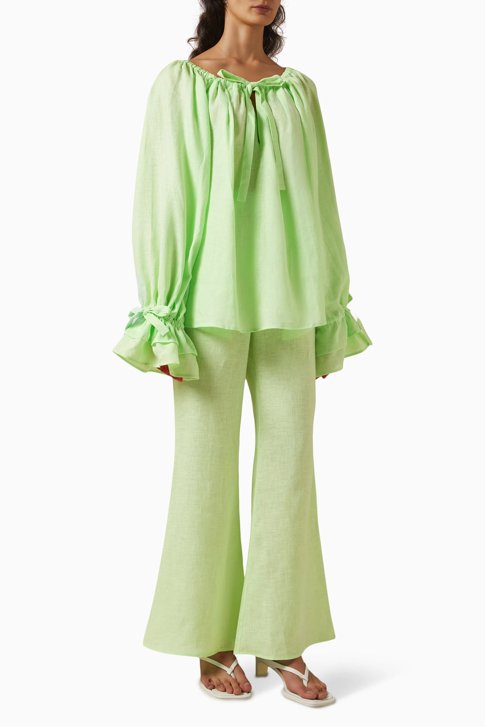 Green Flamenco Linen Set with Pants