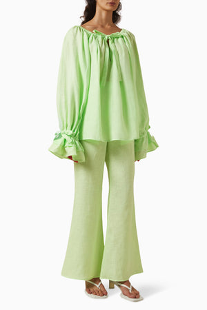 Green Flamenco Linen Set with Pants