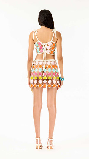 Swiss Roll Leather Mini Skirt