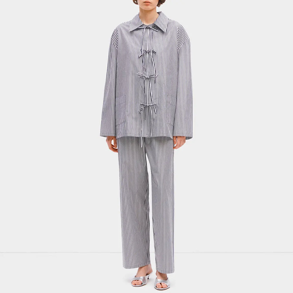 Black Stripes Lyra Cotton-Poplin Pajama Set