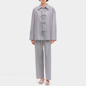 Black Stripes Lyra Cotton-Poplin Pajama Set