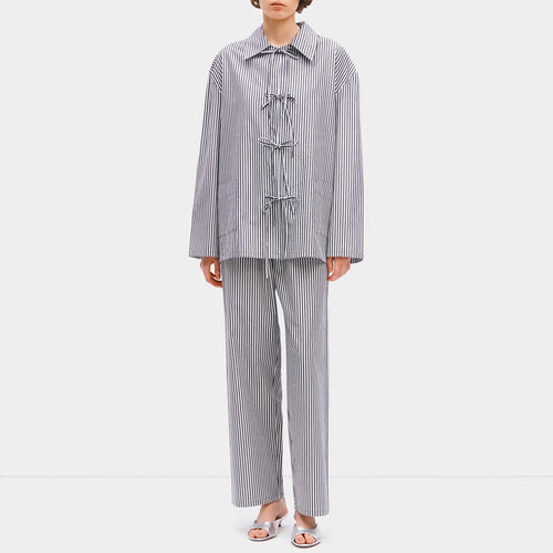Black Stripes Lyra Cotton-Poplin Pajama Set
