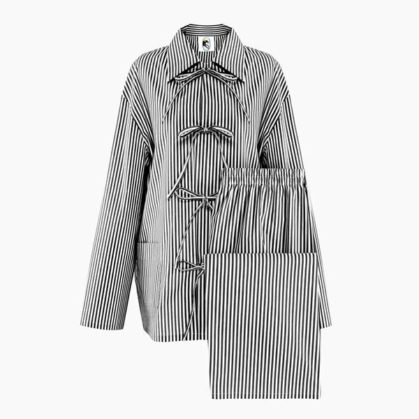 Black Stripes Lyra Cotton-Poplin Pajama Set