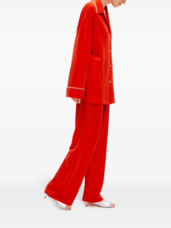 Red Saturn Lurex Pajama Set
