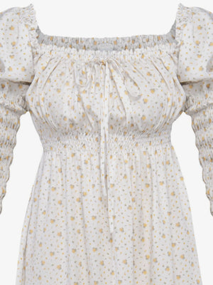 Mimosa Print Wild Angel Shirred Asymmetric Dress