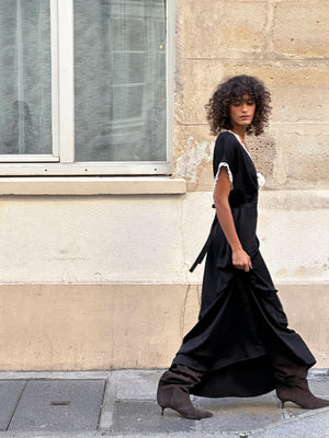 The Genus Rosa Satin Dress in Black