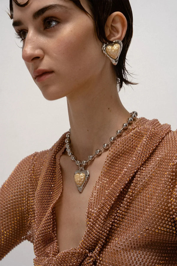 Heart Studs Metal Earrings