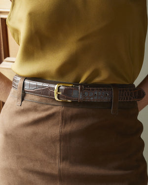 Espresso Crocodile Embossed No. 4 Belt
