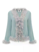 Dove Blue Venus in Love Blouse with Feathers