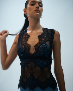 Visions Lace Deep V Maxi Dress