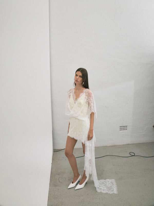 Lemonade Poetry Draped Lace Dress