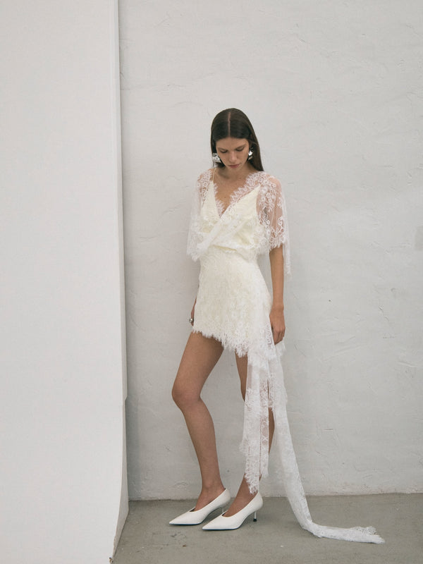 Lemonade Poetry Draped Lace Dress