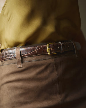 Espresso Crocodile Embossed No. 4 Belt