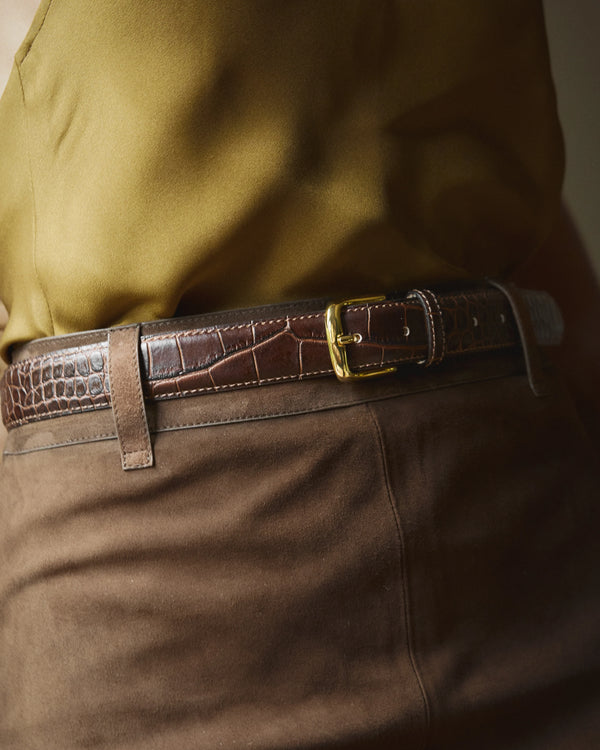 Espresso Crocodile Embossed No. 4 Belt