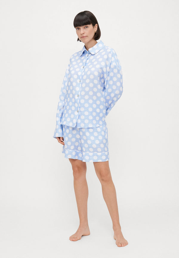 Blue Polka Dot Pastelle Oversized Set with Shorts