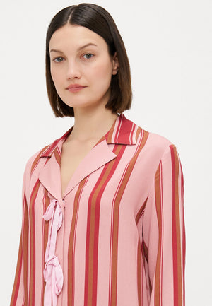 Pink Stripes Bow Pajama Set
