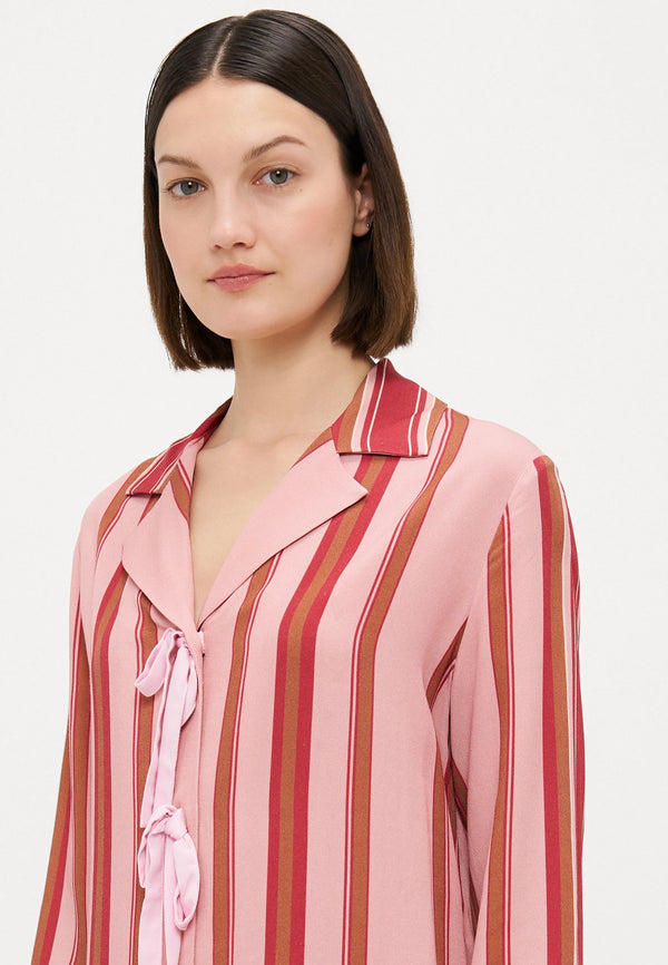 Pink Stripes Bow Pajama Set