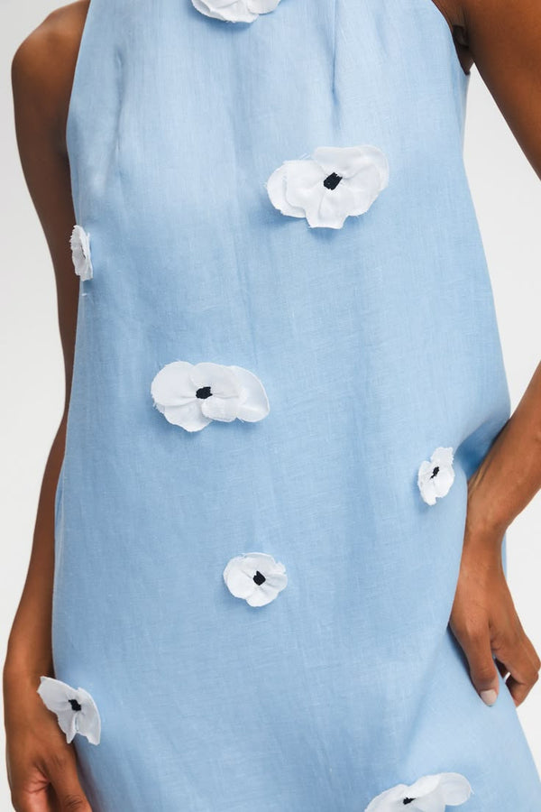 Blue Bloom Maxi Linen Dress