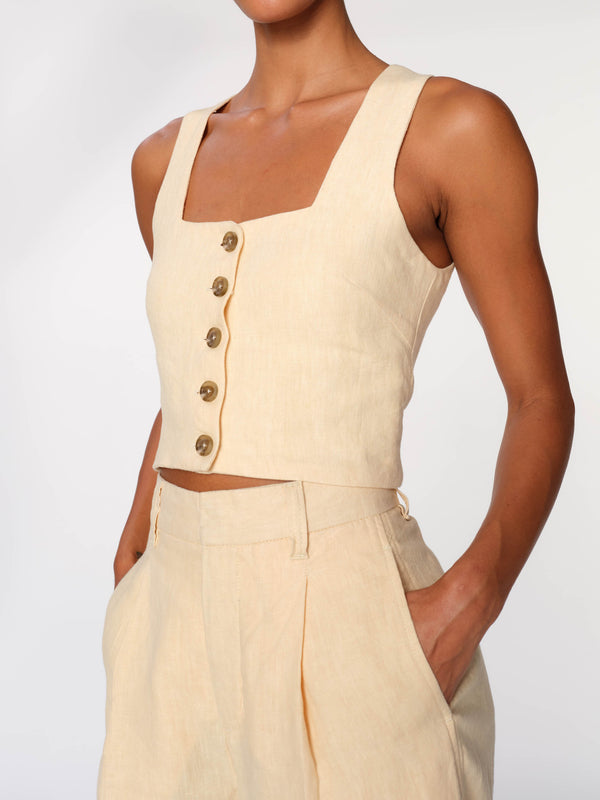 Lizzie Wheat Linen Top