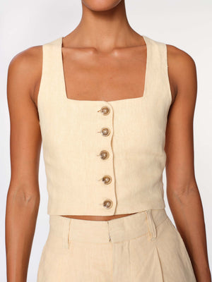 Lizzie Wheat Linen Top