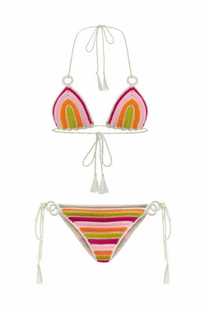 Bonbon Hand-Crochet Rainbow Bikini Set