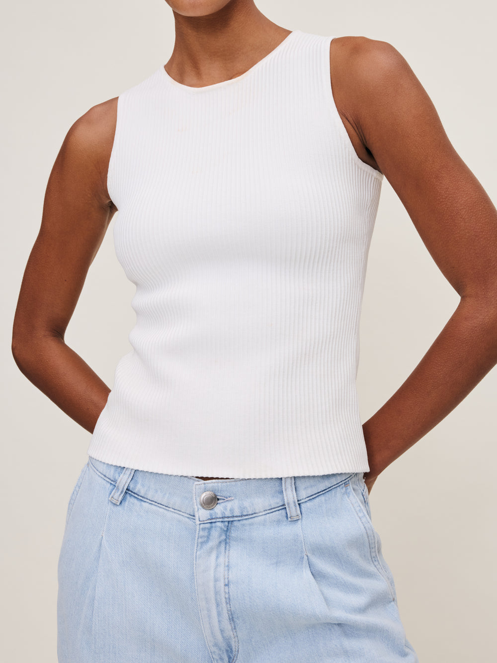 White Racer Tank Instasculpt Rib